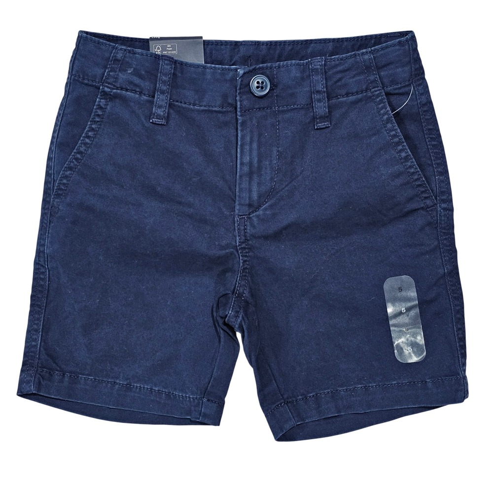 Gap Kids Boys 5 Navy Blue Chino Shorts Adjustable Waist Stretch Twill